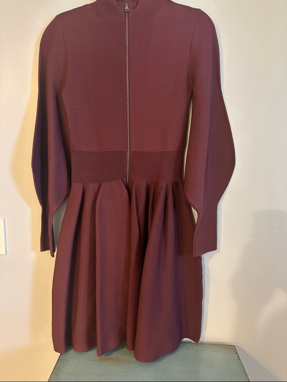 Ted Baker Burgundy High-Neck Fit & Flare Mini Dress - Picture 5 of 12